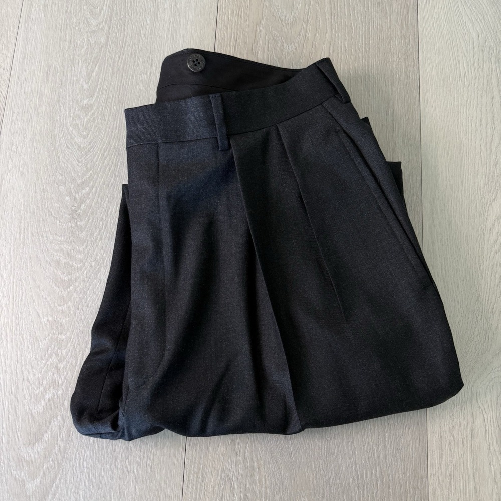 Polo Ralph Lauren Flannel Pants Wool High Rise Pleated Charcoal USA Men's 32x30